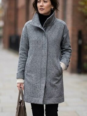 Roots Salt Pepper Grey Cabin Fleece Long Coat Boho Cottagecore Heritage Canadian